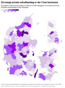 kort over solcelleanlæg i Danmark - rksk