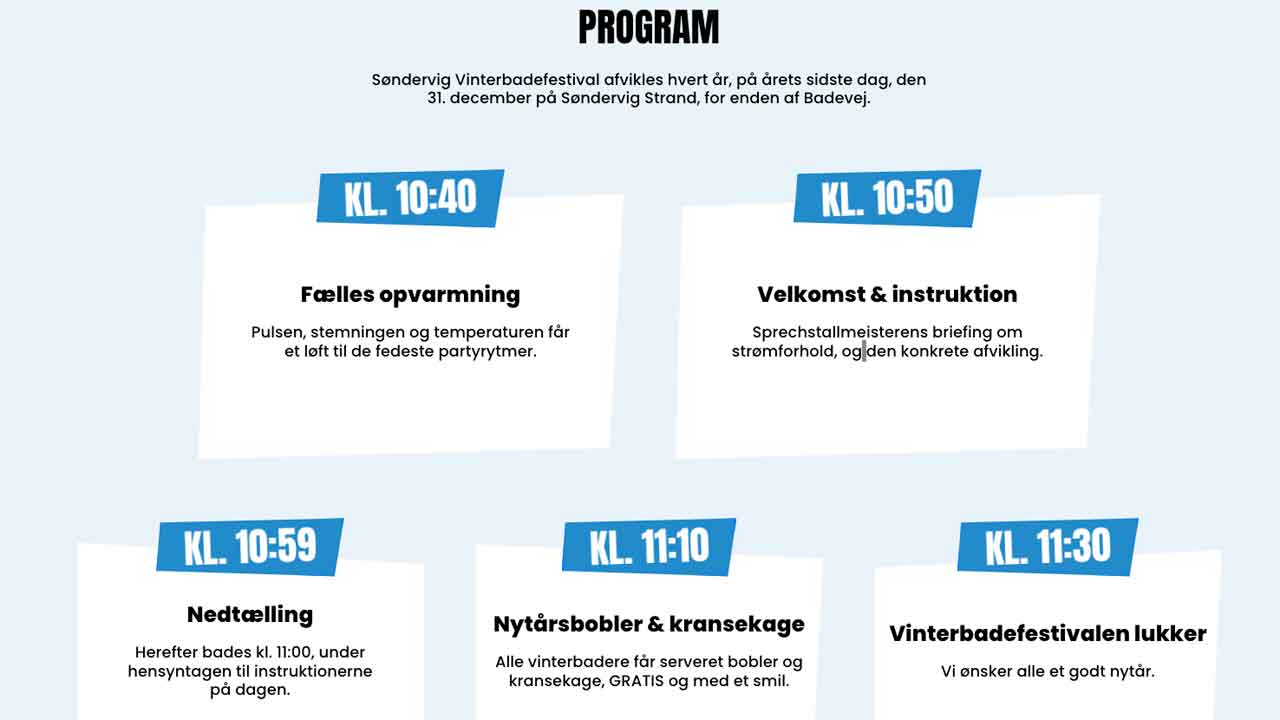 Med over halvdelen af billetterne solgt og en forventning om »alt optaget« og »udsolgt« inden nytår, råder arrangørerne alle interesserede vinterbadere til, at sikre sig en billet snarest.  foto: snapshot - Vinterbade festival