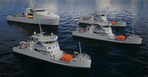 Forsvarsministeriets Materiel- og Indkøbsstyrelse (FMI) har tidligere på året skrevet kontrakt på nye havmiljø- og minelægningsfartøjer, som leveres af Konsortiet Orlogsskibe Danmark K/S. Konsortiet består af de tre danske virksomheder OSK Design A/S, Karstensens Skibsværft A/S og Hvide Sande Shipyard. foto: Forsvaret